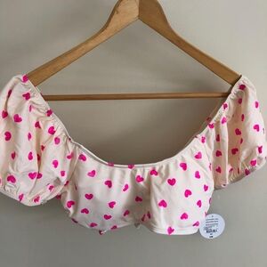 Decree Bikini Top Hearts Over the Shoulder Sleeves New with tags, Womens Medium
